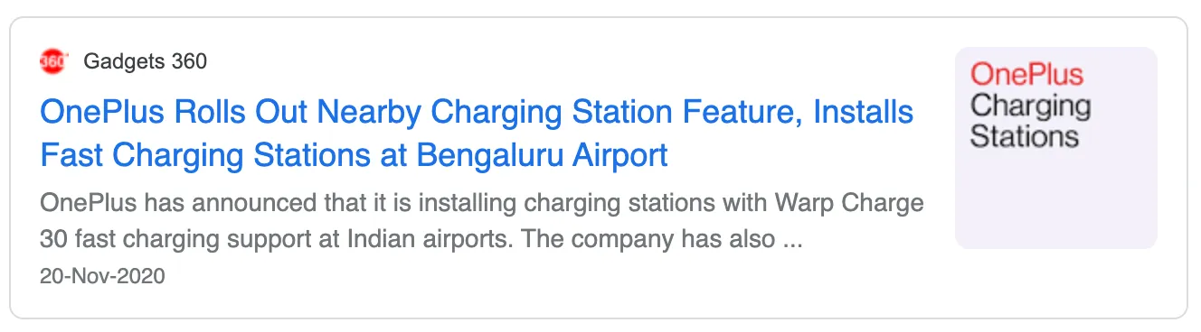 Gadget360's article on OnePlus Charging Stations